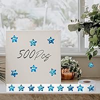 500 PCS Holographic Blue Star Stickers, Self Adhesive Metallic Glitter Foil Stickers Reflective Star Stickers Reward Behavior Chart Labels for Kids Students Teachers Supplies (Each Measures 1\u201D)