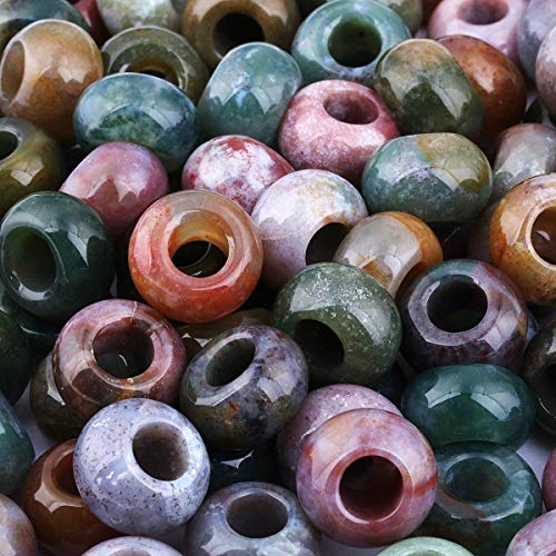 Sunyik 2 Packs Indian Agate & Amethyst Large Hole (6Mm) Rondelle Loose Charms European Bead Fits Bracelet #TOP20