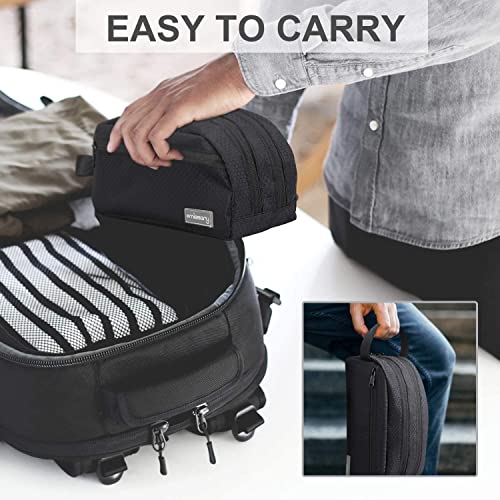 Emissary Nylon Men's Toiletry Bag - Large Waterproof Shower Bag - Travel Toiletries Bag - Dopp Kitt For Men - Toiletry Bag For Men And Women - Shaving Bag For Men Travel (Black Water-Resistant) #TOP5