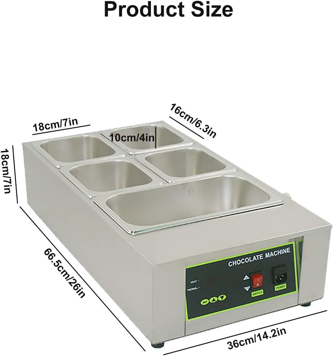 Chocolate Melting Pot, Electric Chocolate Melting Machine,Commercial Electric Chocolate Tempering Machine 0℃~95℃/0℉~194℉ Chocolate Melter,5grid