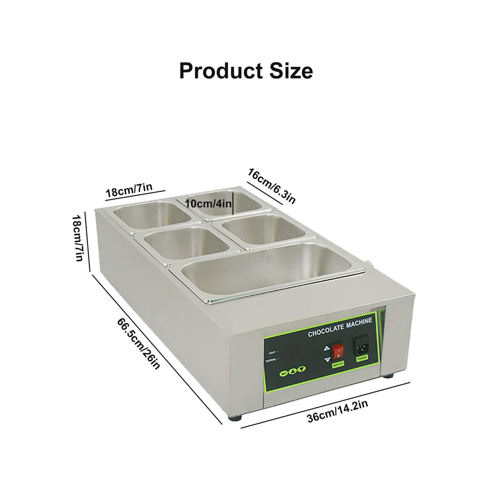 JINTAOMA Chocolate Melting Pot, Electric Chocolate Melting Machine,Commercial Electric Chocolate Tempering Machine 0?~95?/0?~194? Chocolate Melter,5grid