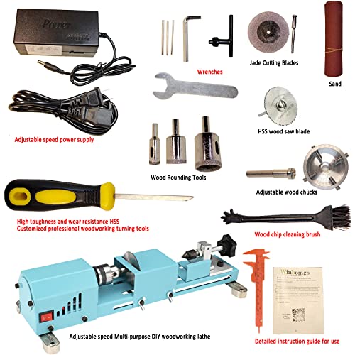 Mini Lathe Wood Lathe Machine Multi-Purpose Type Lathe Milling Cutting Grinding Polishing Professional Table Top Lathe Tool Kit #TOP2