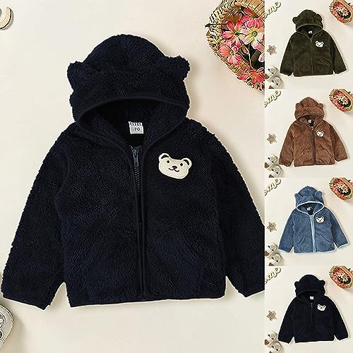 𝗣olar Fleece Jacket for Kids Full-Zip Puffy Thicken Windproof 𝗧𝗲ddy Outerwear Solid Hooded Coat with Poceket2