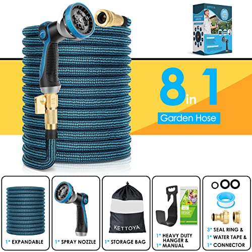 KETTOYA 100FT Expandable Garden Hose, Flexible Water Hose with 10-Pattern Spray Nozzle, Leak-Proof Retractable Heavy Duty Hose Pipe, 4-Layer Latex Core, Durable 3750D, Male Valve Connector, Kink-Free 9 KETTOYA 100FT Expandable Garden Hose, Flexible Water Hose with 10-Pattern Spray Nozzle, Leak-Proof Retractable Heavy Duty Hose Pipe, 4-Layer Latex Core, Durable 3750D, Male Valve Connector, Kink-Free - Image 9