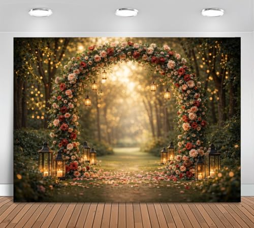 7X5FT Wedding Arch Backdrop Floral Garden, Romantic Forest Wedding Decorations