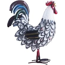 15" Rooster Statue Chicken Sculpture Garden Decoration Metal Yard Art for Yard Outdoor Decoration #K