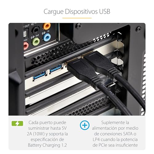 Tarjeta PCIe 4 Puertos USB-A StarTech con canales dedicados de 5Gbps para PC de escritorio 6