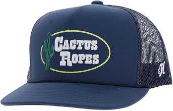 HOOEY Cactus Ropes Circle Patch Trucker Hat for Men Adjustable Snapback Mesh Baseball Cap - Western Work & Casual Wear