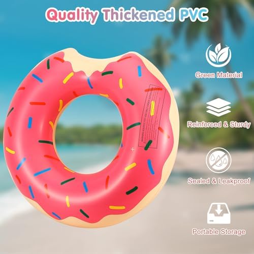 HeySplash Inflatable Pool Float, 30 Inch Pool Floatie Funny Swim Toys Summer Swimming Ring Floatie, Donut Shape Inflatable Pool Tubes Swim Float Tube Water Fun Beach Party, 2 Pack — view 2