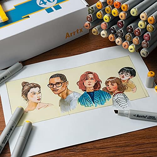 40 Colours Alcohol Markers Set, Arrtx Oros Brush & Chisel Tips Sketch Art Marker Pens for Kids, Artist, Students, Brush Markers for Sketching, Coloring, Calligraphy, Drawing and Illustration.