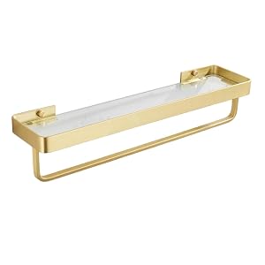 Shower Caddy Glass Shower Shelf No Drilling Shower Rack Wall Mounted Adhesive with Towel Rack for Toilet Bathroom