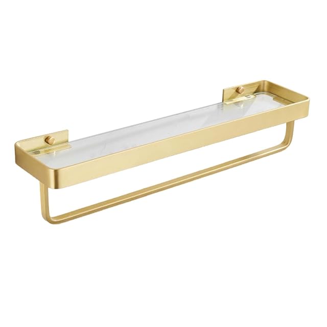 Shower Caddy Glass Shower Shelf No Drilling Shower Rack Wall Mounted Adhesive with Towel Rack for Toilet Bathroom