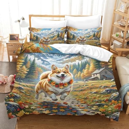 Housse de couette Corgi microfibre douce avec fermeture éclair cachée 200x200 - 3