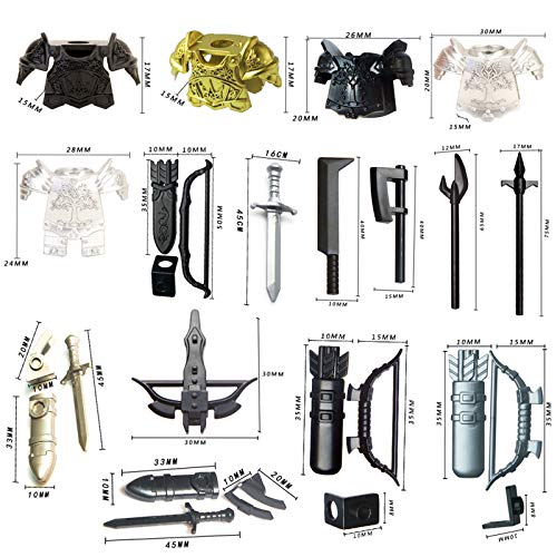 Goshfun 80Pcs Ancient Greek Ancient Roman Medieval Figure Weapon Armor Set, Small Particle Building Block Toy Kit