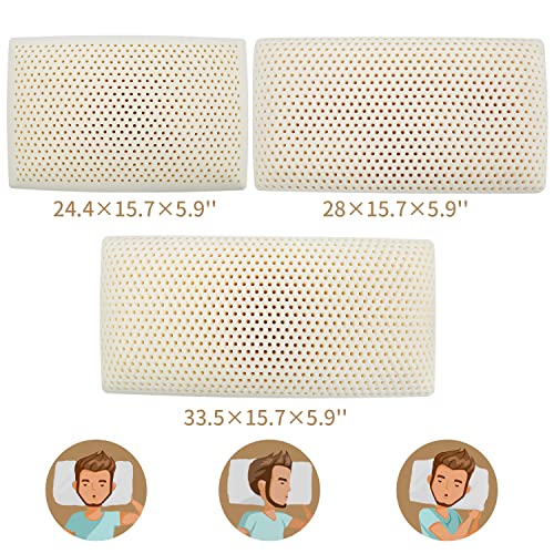 Royalisneeo Latex Pillow, Soft Bed Pillow For Sleeping With Luxurious 100% Cotton Sateen For Supine, Stomach Sleepers,Helps Relieve Shoulder And Neck Pain (28*15*5.9 In) #TOP6