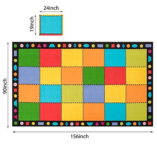 Image of Booooom Jackson Classroom Rug Elementary, Colorful Classroom Seating Rug for Nursery, School, Children's Classroom Area Rug Educational Carpet with Non-Slip Backing(Seats-24),13' x 7' 5 inch