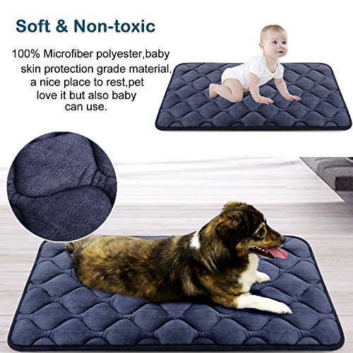 Image of Hero Dog Fleece Dog Bed Large Crate Pad Mat Soft Washable 48 Inch Kennel Pads Pet Beds Non Slip Cat Dog Mattress Cage Pads