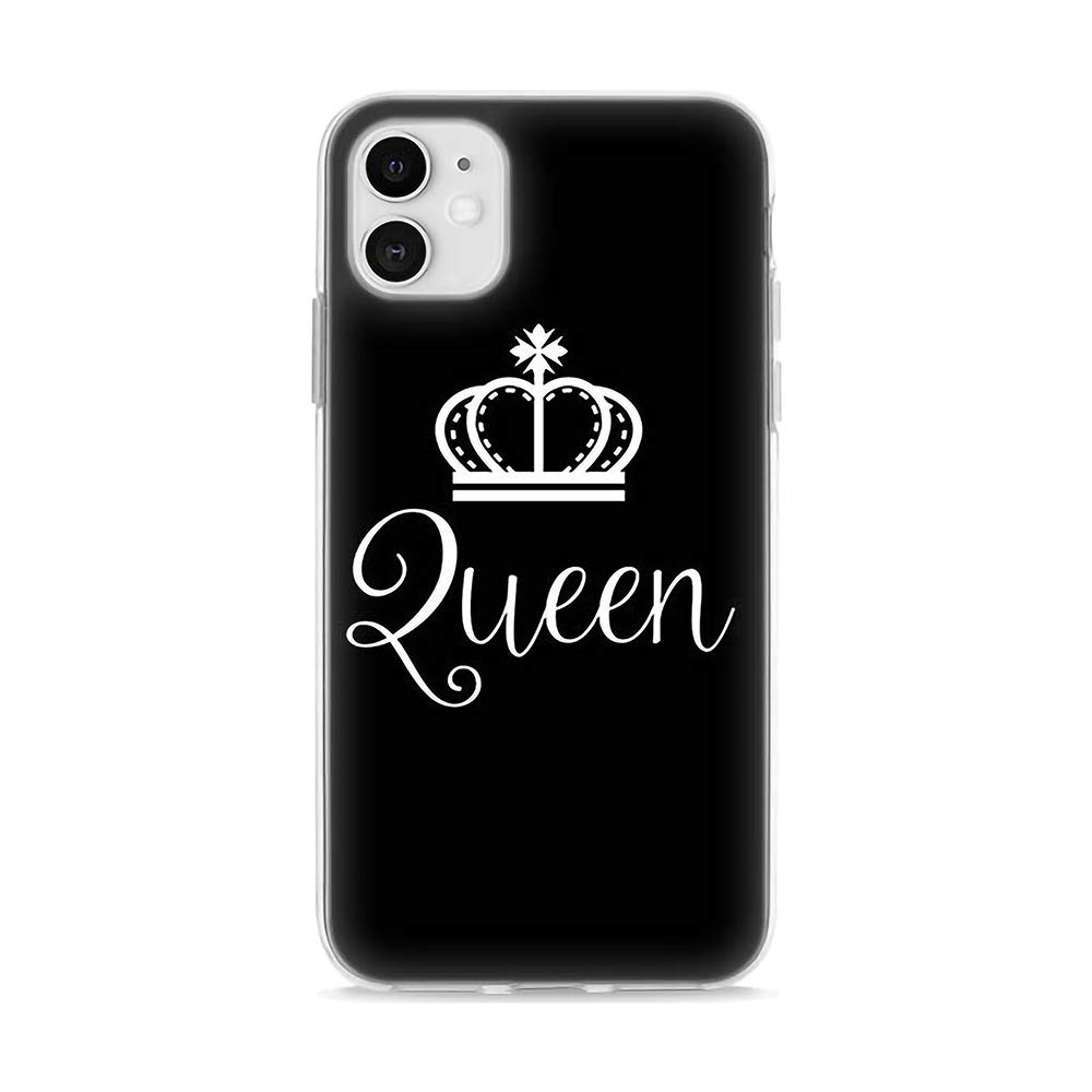 iPhone 11 King and Queen Crown Luxury Couple Matching Case Cover Women Girls Diadem Soft TPU Clear Silicone Phone Bumper Skin (iPhone 11, Queen)