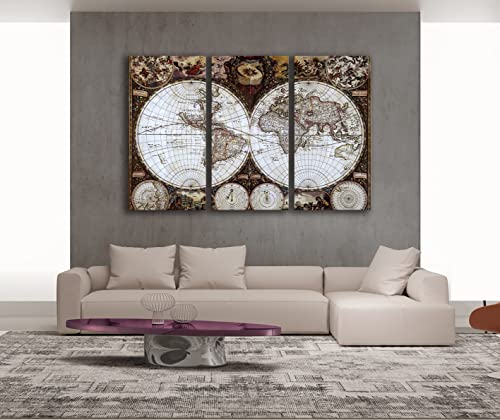 Baisuwallart W60348 3 Pieces Wall Art Map Restoring Ancient Ways Picture Abstract Canvas Painting Posters And Prints Abstract Pictures For Living Room Bedroom Home Decor Office Kitchen Artwork #TOP3