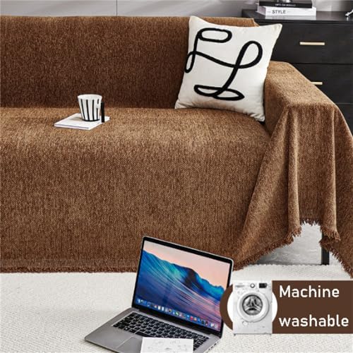 Couverture de protection chenille blanche lavable pour canapé 3 places - 7