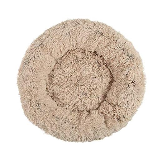 Boehner Cama Redonda para Mascotas, Felpa, Suave, Lavable, autocalentable, Relajante, Cama para Perros Donut Cuddler Cama Redonda para Perros Cómoda para Dormir en Invierno (Beige, 60 cm)