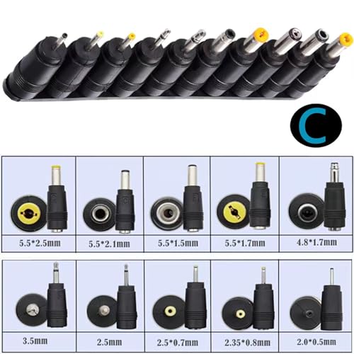 Laptop DC Power Adapter Kits 41 PCS Universal 5.5 mm x 2.1 mm DC AC Power Adapter Tips Connector for Power Supply Plug Jack Sets4