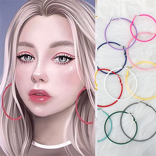 60mm Big Large Hoop Earrings For Women Girls Sensitive Ears Neon Minimalist Retro Round Huggie Hoops 2 Inch Colorful 80s 90s Dangle Hooped Dainty Lightweight Birthday Festival Y2K Party Jewelry Gifts3