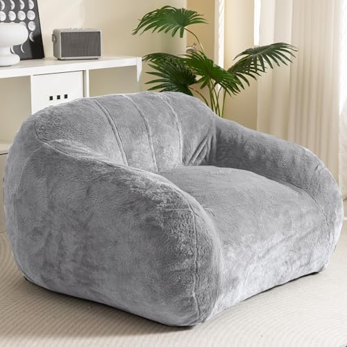 HIGOGOGO-Giant-Bean-Bag-Chair-for-Adults-Big-Comfy-Sofa-Chair-for-Bedroom-Living-Room-Bean-Bag-Lazy-Chair-for-Adults-with-Armrests-for-Gaming-Reading-Silver-Grey HIGOGOGO Giant Bean Bag Chair for Adults, Big Comfy Sofa Chair for Bedroom Living Room, Bean Bag Lazy Chair for Adults with Armrests for Gaming, Reading, Silver Grey - Image 1