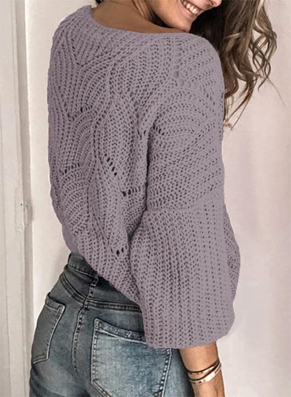 Image of Dokotoo Womens Sweaters 2026 Cute Elegant Hollow Cable Knit Tops
