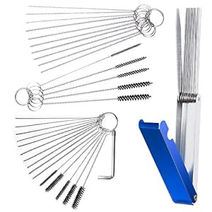 FineGood Carburateur, Carbon Dirt Jet Remover, set van 4 stuks, 13 reinigingskabelset, 20 reinigingsspelden, 10 nylon…