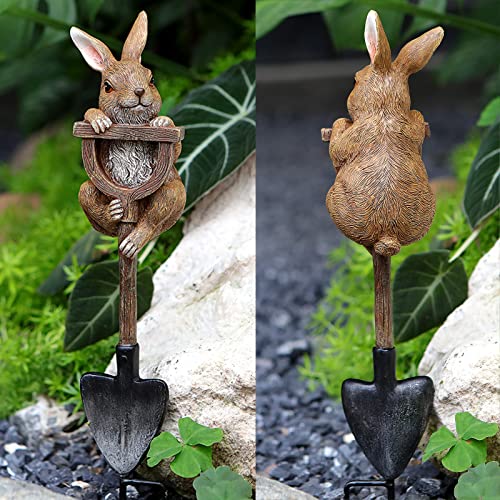 Legifo Bunny Statue Whimsical Garden Decor For Outside, Resin Bunny Rabbit Figurine On Shovel, Outdoor Lawn Decoration Garden Bunny Figurine For Patio Yard Front Porch, Easter Bunnies Decor (Bunny) #TOP3