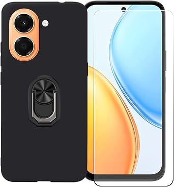 Cover for Honor X7E 4G + Tempered Glass + Ring Black