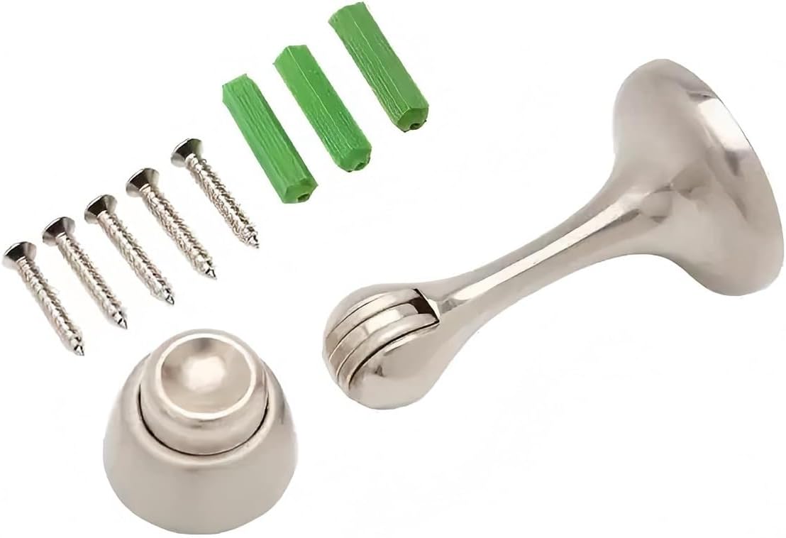 3 inch Satin Chrome Magnetic Door Stop Stay Bumper with Catch
