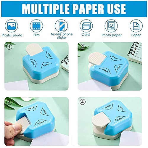 Image of KRAFTMASTERS 3 in 1 Corner Cutter Punch for DIY Art & Crafts, Photo Cutter, Project Book Making, Angle Eater (Size - R4mm, R7mm and R10mm, blue)