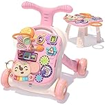 QDRAGON 3 in 1 Baby Walkers for Girls 12 Months+, Baby Walker and Activity Center, Push Toy for Babies Learning to Walk, Sit to Stand Walker for Toddler, Early Learning Toy for Infant