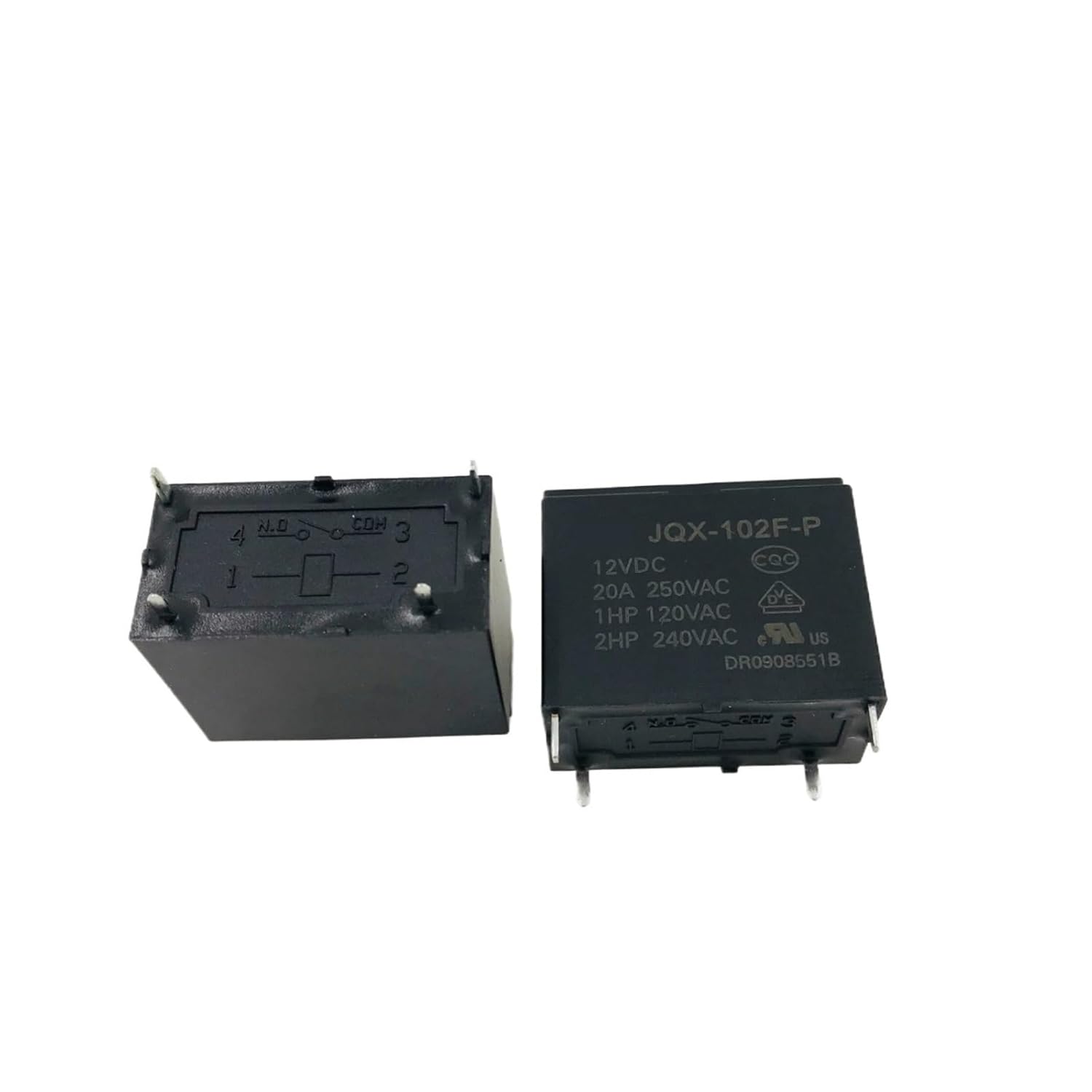 HF102F-P-12VDC HF102F-P-12VDC JQX-102F-P-12VDC One Set of Normally Open 4-pin 20A 250VAC Relay 1Pcs