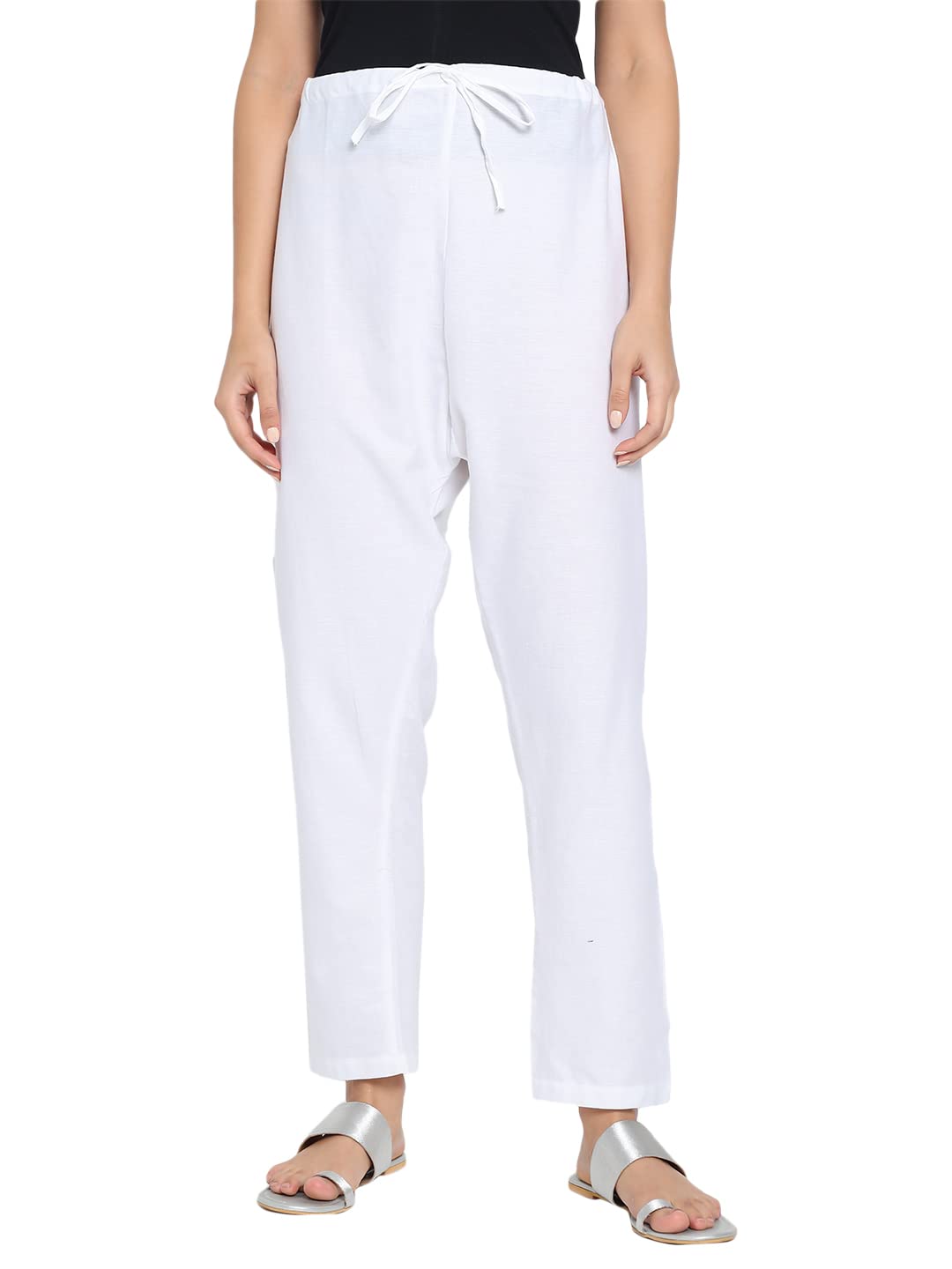 vastraa fusion Women's Regular Fit Cotton Pajama (VS1131D-W_White_Free Size)-picture-12