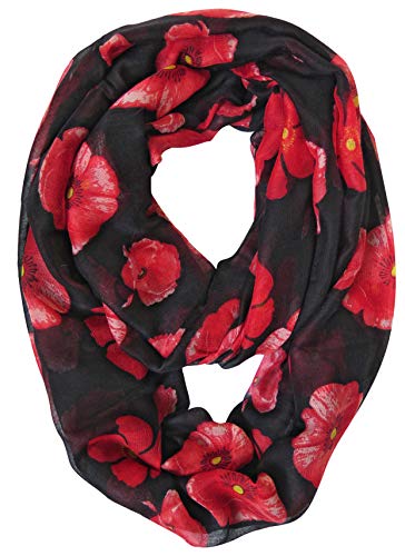 Lina & Lily Poppy Flowers Print Women's Infinity Scarf Lightweight4