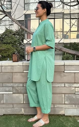 Image of Cord Set for Women Cotton Stylish Co Ord Outfit Kurta Pant Western Office Casual Summer Wear Style Coord Sets for Women Stylish Dress Daily Use Co Order, Coat, Cod, Cot, co-ord, corts