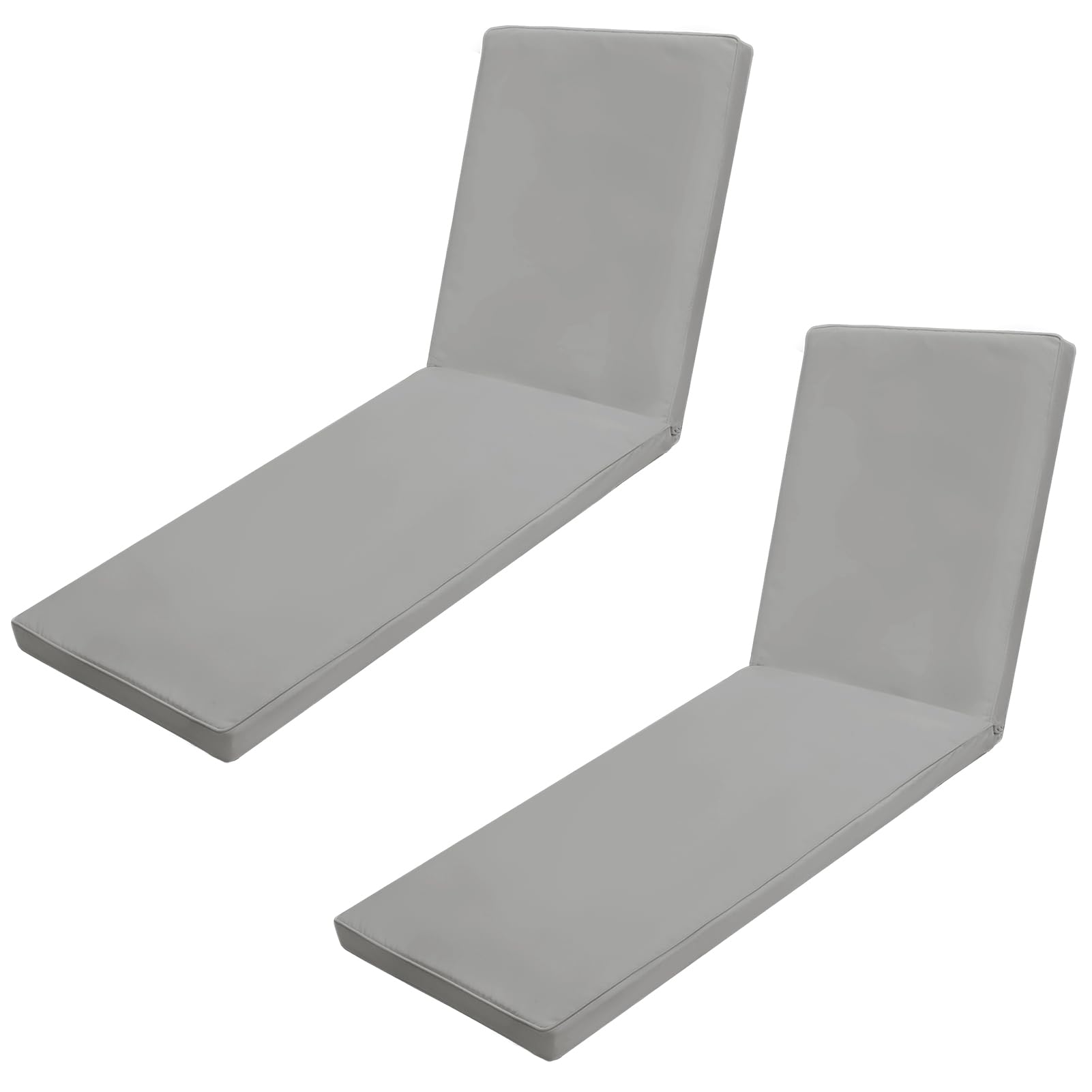 Chaise Lounge Cushions Outdoor Set of 2, 71x22x3 in, Gray | Replacement Seat Pad, 28D Foam, Washable Cover, Waterproof Chair Cushion for Yard, Lawn Furniture, Poolside, Deck-image-23