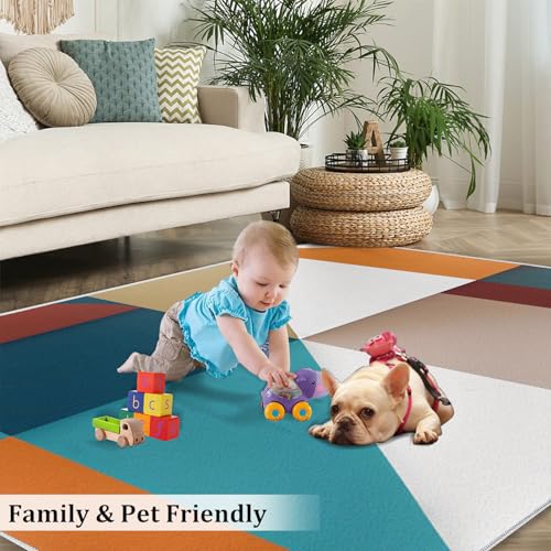 Tapis de salon à motif géométrique pour une chambre colorée