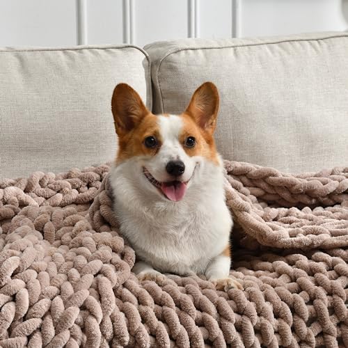 Feabuccy Soft Chunky Knit Blanket, 40X50 Inch Handmade Thick Chen...