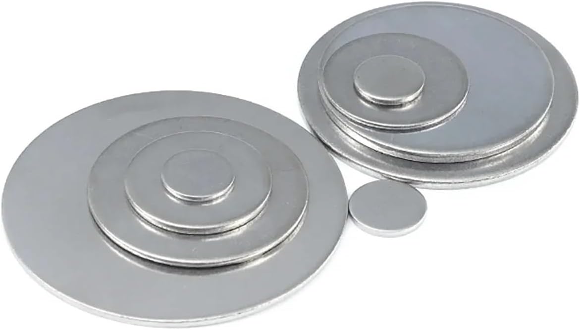 Stainless Steel Circular Plates Metals Round Shee 4/5/20/50Pcs Diameter 3.1-100mm 304 Stainless Steel Round Gasket Circular Sheet Thick 0.2-0.8mm(6.2x0.5mm 50Pcs)