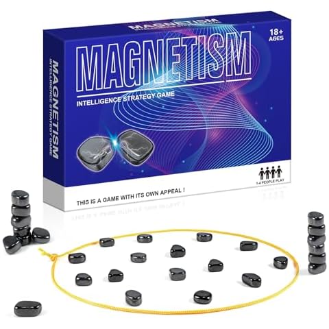 SHINXIN Magnetic Chess Game, Magnet Game, Magnetic Chess Game with Stones, Magnet Game with String, Strategy Games, 2 Player Games for Adults Cover