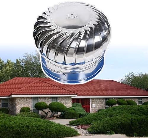 304 Stainless Steel Roof Wind Cap Vent, 160mm/6.3in Rotating Ventilator for Ducts, Factories, Farms & Houses - Unpowered, Rainproof Chimney Outlet Vent