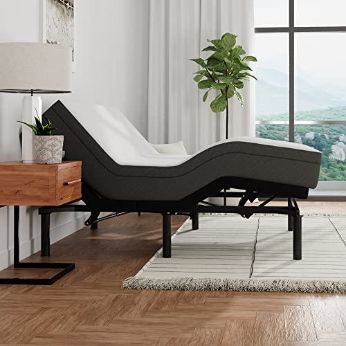 Image of Blissful Nights e3 Queen Adjustable Bed Base Frame with 10 inch Medium Firm Gel Infused Memory Foam Mattress