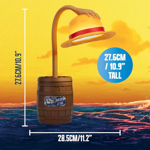Lampada da scrivania snodabile con Cappello di Paglia di One Piece, lampada pieghevole dell’anime con licenza ufficiale, per fan della cultura pop, camera da letto, casa, ufficio - Gadget - Immagine 3