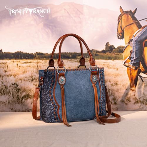 Image of Trinity Ranch Tote Bag for Women Western Purse Floral Tooled Concho Collection