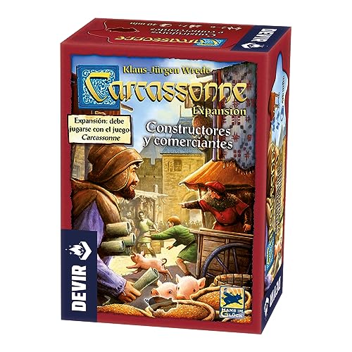 Devir- Carcassone: Expansión Constructores y Comerciantes, Juego de Mesa, Juego de Mesa Familiar, Juego de Mesa 7 años, Juego de Mesa con Amigos (BGCARCO)