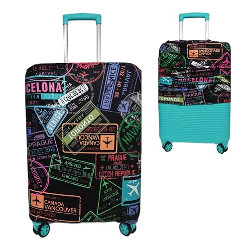 Image of Printed Luggage Cover for Traveling Bag & Suitcase - Stretchable & Scratchproof Trolley Protector with Velcro Lock & Lightweight Washable Material(Suitcase Bag Not Included, Only Cover in Product)